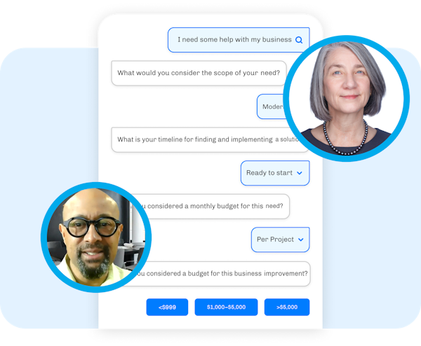 A messenger conversation between company and client.